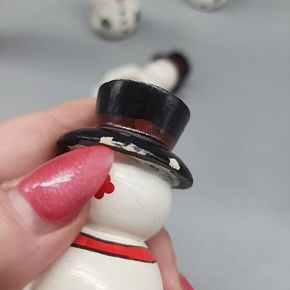 Vintage Wooden Snowman Napkin Holders Set Of 4 Philippines Christmas Cottagecore - Picture 7 of 7